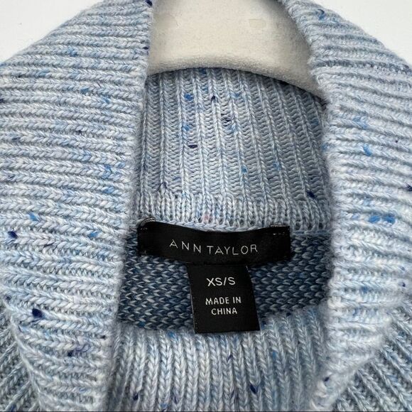 NEW ANN TAYLOR Blue Speckled Knit Mockneck Cape Poncho In Dark Navy - Picture 4 of 10